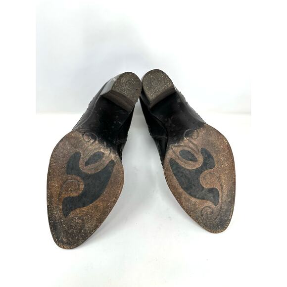 Cuadra Round Toe Ankle Boot Women Size 9 Botas Dark Brown Woven Leather Western - Picture 8 of 11